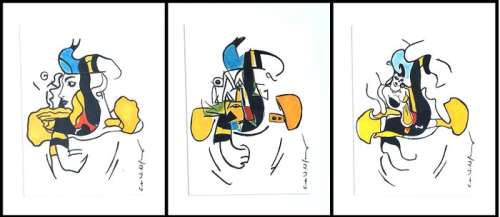 Emma Wildfang | Donald Duck Triptychon "Tribute series - Pablo Picasso" – original artwork by Emma Wildfang - (2023) | Catawiki