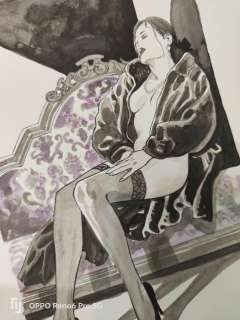 Alessandro Bocci | Milo Manara - Alessandro Bocci - illustrazione originale "Dedicato a Manara" - Page volante - Exemplaire unique | Catawiki