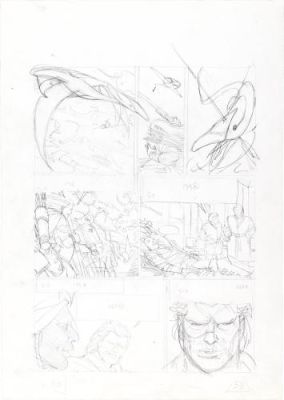 Juan Gimenez | Métabarons, Tome 1 "Les Humanoïdes Associés", crayonné de la page 43 | Galerie 9ème Art