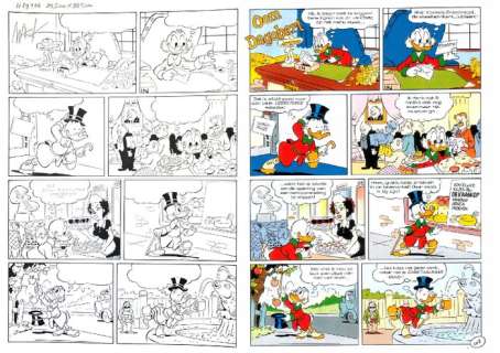 Mark de Jonge, Jan Kruse | Oom Dagobert H 89114 - "Gratis eten" - Signed Original Inked One-Pager by Mark de Jonge - 25,5 x 36,5 cm - (1991) | Catawiki