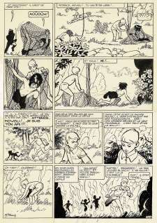 Mitacq | La Patrouille des Castors, Sur la piste de Mowgli, planche originale à l’encre de chine (couleurs au verso) pour cet album paru en 1959 chez Dupuis. | Septimus