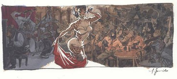 Juanjo Guarnido | Blacksad, Tome 4, L’Enfer, le silence, Recherche de case, planche 2 | Galerie 9ème Art