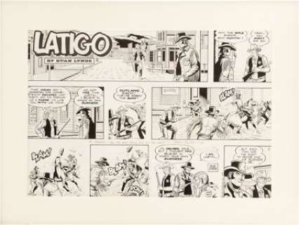 Stan Lynde Latigo Sunday Comic Strip Original Art dated 10-14-79 (Field Enterprises, 1979). This action-packed -