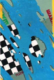 Bilal | PROJET POUR UN TAPIS DE BAIN Composition abstraite aux damiers. Dessin | Kahn et Associés