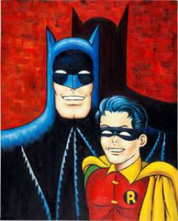 Bob Kane Batman and Robin Painting Original Art (undated). Here’s a painted canvas by the legendary Bob - | Heritage