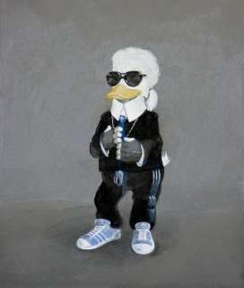 Ommo Wille | Donald Duck - Carl Canapé (Karl Lagerfeld) in Jogginghose mit Turnschuh - framed - no reserve price - (2022) | Catawiki