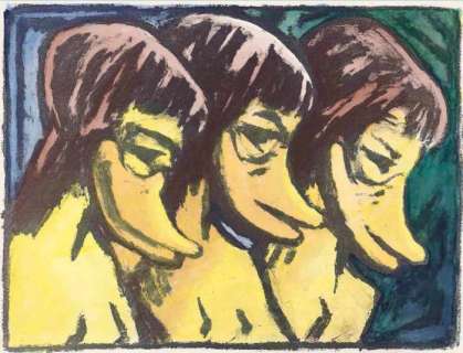 Prof. Volker Schönwart | Donald Duck - Otto Dueckler (Otto Müller), Drei Enten im Profil - framed to 40 x 50 cm - (2009) | Catawiki