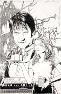 Joe Corroney True Blood #4 Cover Original Art (IDW, 2010). Graphite on paper, measuring 11" x 17". -