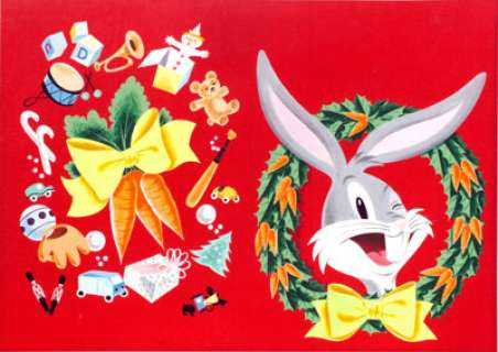 Bugs Bunny‘s Christmas Funnies #2 Wraparound Cover Original Art (Dell, 1951). Spread a little holiday cheer with -