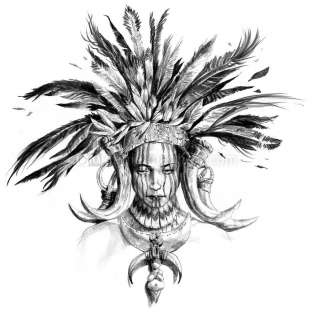 Jean-Sébastien Rossbach - Illustration originale intitulée Kostenki - Chamanes, les chants de la Déesse