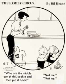 Bil Keane The Family Circus Daily Comic Strip Original Art dated 6-7-77 (Register and Tribune Syndicate, 1977). -