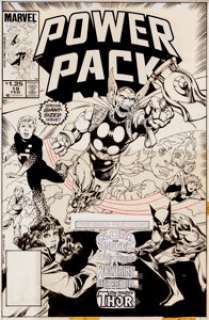 Brent Anderson and Jackson Guice Power Pack #19 Cover Original Art (Marvel, 1986). Wolverine and Beta Ray -