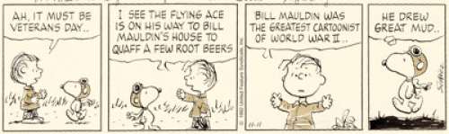 Charles Schulz Peanuts Daily "Veteran’s Day" Comic Strip Original Art dated 11-11-92 (United Feature - | Heritage