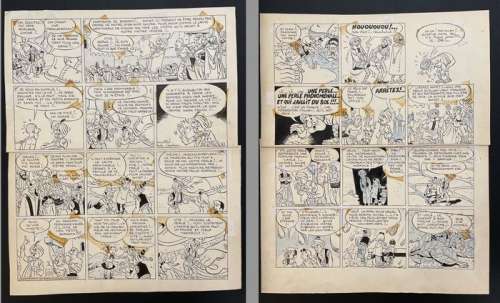 Durand, Martial | Durand, Martial - 2x Planche originale - Alain et Christine - Le Petit prince d’Arabie - (1957) | Catawiki