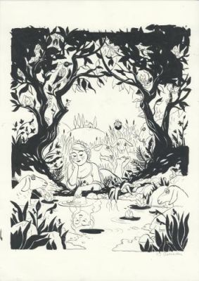 Karine Bernadou | Illustration de l’album Princesse Caméléon | Galerie 9ème Art