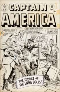 Ken Bald (attributed) Captain America Comics #68 Cover Original Art (Timely, 1948). It‘s almost unheard-of -