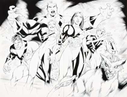 Diogenes Neves and Ed Tadeo New Mutants V3#7 Double Splash Pages 8-9 Original Art Double Page Splash Page -