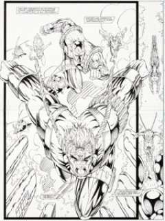 Rob Liefeld Youngblood #0 Double Splash Pages 2 and 3 Original Art (Image, 1992)....