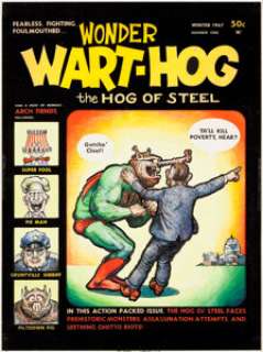 Gilbert Shelton Wonder Wart-Hog #1 Magazine Cover Original Art (Miller Publishing, 1967).... (Total: 2 Items)