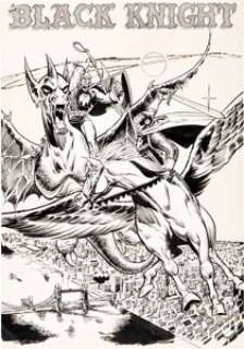  - Howard Purcell Black Knight Marvelmania Poster Original Art (Marvel, 1969)....