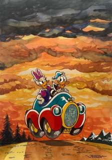 Julian Jordan | Donald Duck & Daisy - "It’s Time to Back Home" - Original Colour Sketch by Julian Jordan | Catawiki