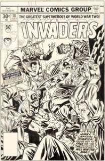  - Gil Kane and Frank Giacoia Invaders #18 Cover Captain America Original Art (Marvel, 1977)....