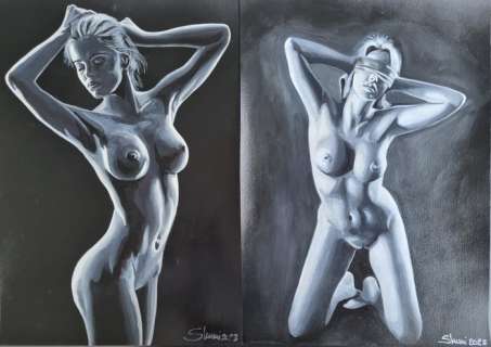 Shumi | Shumi - Pin-Up original artworks Acryl Gemälde - Format: A-3 | Catawiki