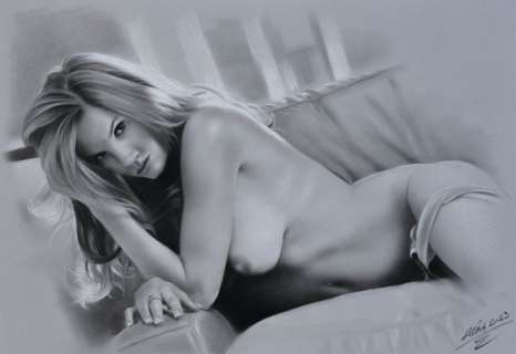 Denis P | Denis Prenzel - Original Kohle Zeichung Ivana (29, 7 x 42 cm) - Page volante - (2023) | Catawiki