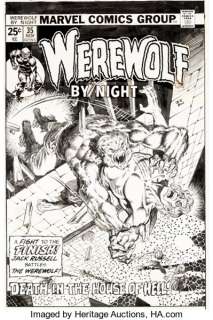 Jim Starlin and Bernie Wrightson Werewolf By Night #35 Cover Original Art (Marvel, 1975). An illustrious -