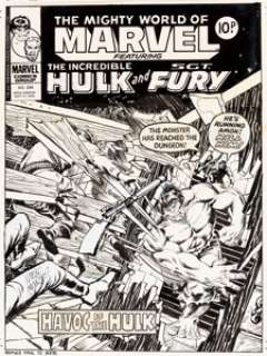 Pablo Marcos Mighty World of Marvel #294 Cover Hulk Original Art (Marvel UK, 1978). This all-new cover was -