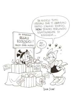 Silvia Ziche | Silvia Ziche - Illustrazione Originale "Zio Paperone e i Regali Ecologici" - (2012) | Catawiki