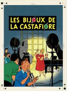 Hergé (Studios) | Tintin, Les Bijoux de la Castafiore, bleu de coloriage et son film noir pour la couverture de l’album. | Septimus