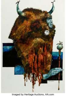 Toppi, Sergio - Sergio Toppi A Little Further West Illustration Original Art (Mosquito, 2009)....