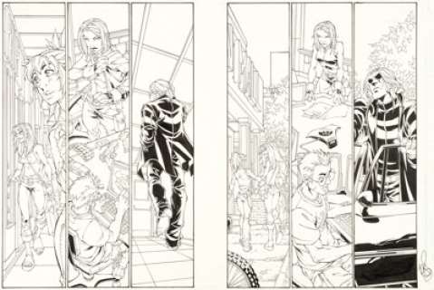 Mark Brooks, Jaime Mendoza, and Victor Olazaba - Amazing Fantasy #6 Story Pages 8 and 10 Original Art (Marvel, 2005)...