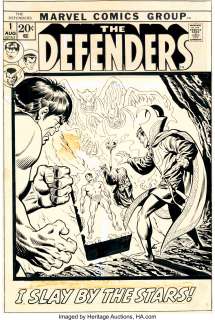 Sal Buscema and Jim Mooney - The Defenders #1 Cover Original Art (Marvel, 1972)....