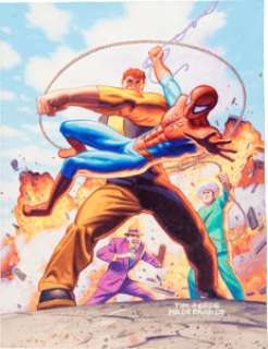 Hildebrandt, Greg - Greg and Tim Hildebrandt Spider-Man 1997 Fleer Ultra Trading Card #68 Painting Original Art (Marvel/Fleer, 1997)....