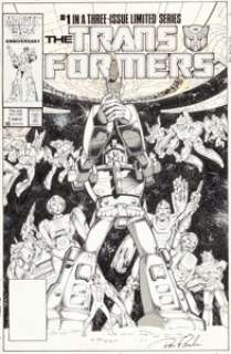 Perlin, Don - Don Perlin, Ian Akin, and Brian Garvey Transformers: The Movie #1 Cover Original Art (Marvel, 1986)....