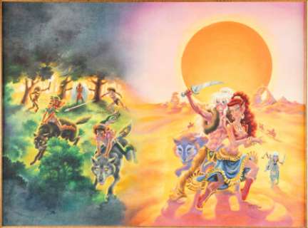 Wendy Pini Elfquest: The Novel Wraparound Cover Painting Original Art (Playboy Paperbacks, 1982). (Total: 2 Items)