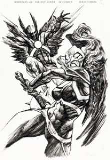 Sebastián Fiumara Hawkman #28 Variant Cover Original Art (DC, 2020).