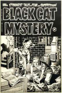 Warren Kremer (attributed) Black Cat Mystery #38 Unused Cover Original Art (Harvey, 1952).