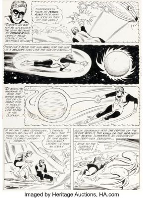 Mike Sekowsky and Bernard Sachs Justice League of America #1 Green Lantern and Aquaman Story Page 16 Original Art (DC, 1960). | Heritage