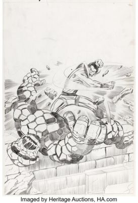 Barry Smith - Fantastic Four Thing vs. Super-Skrull Sample Splash Page Original Art (1968).