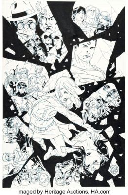 Ray Snyder [Drew Johnson printed blue lines] Supergirl #31 Cover Original Art (DC, 2008).