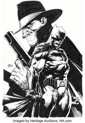 David Finch The Shadow / Batman #1 Cover Original Art (Dynamite, 2017).
