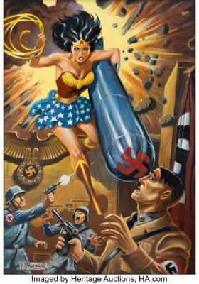 Frank Brunner - Wonder Woman vs. Hitler Painting Original Art (2016). | Heritage