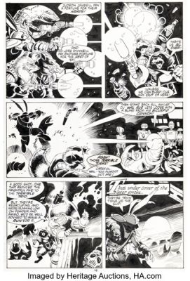 Mike Mignola and Al Milgrom Rocket Raccoon #3 Story Page 18 Original Art (Marvel, 1985).