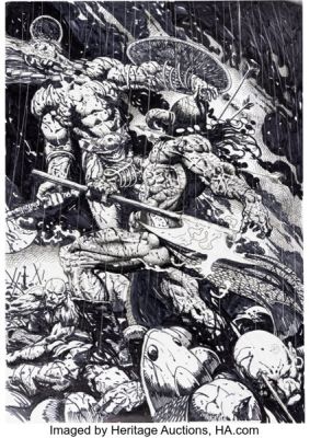 Liam Sharp Death Dealer #2 Splash Page 27 Original Art (Verotik, 1996).