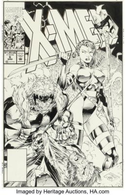 Jim Lee and Art Thibert X-Men #6 Psylocke and Sabretooth Cover Original Art (Marvel, 1992). | Heritage
