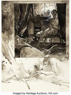 Guillaume Sorel Les Diaboliques, Le Rideau Cramoisi - The Crimson Curtain Illustration Original Art (2007). | Heritage