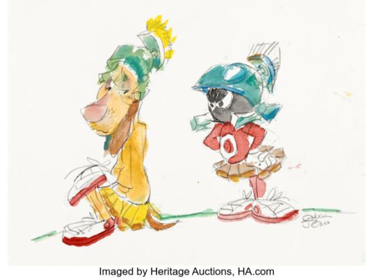 Chuck Jones - Marvin the Martian and K9 Signed Drawing Original Art (Warner Brothers, c. 1990s). | Heritage